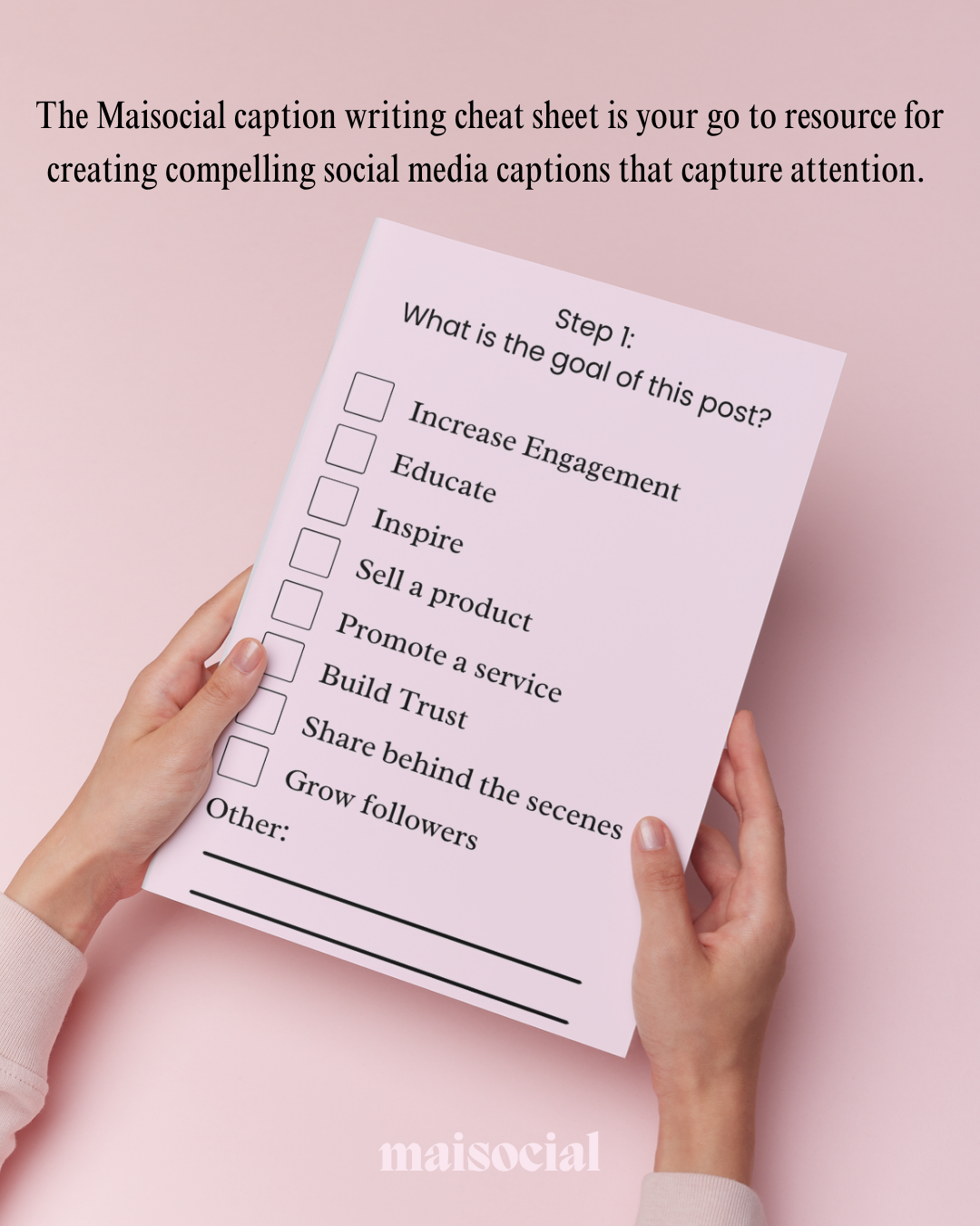 Maisocial Caption Writing Cheat Sheet